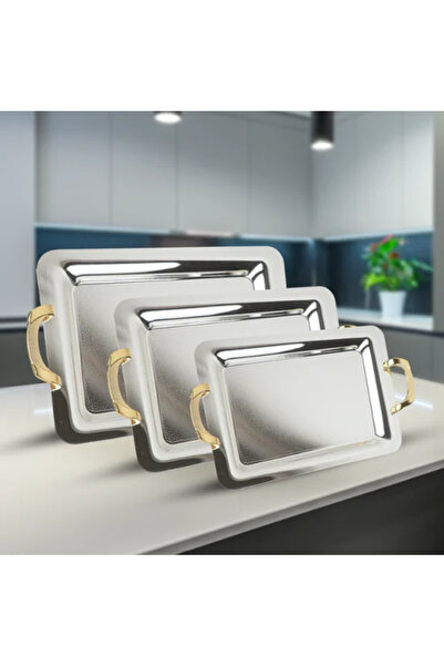 Generic طقم أدوات مائدة أنيق من الفولاذ المقاوم للصدأ - فضي - 3 قطع