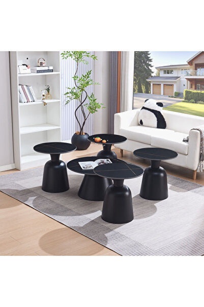 Home Box مجموعة طاولات قهوة من الحجر المتكلس من موفو-زابيلا بالينسيا، مكونة م...