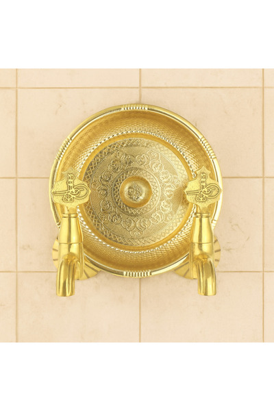 banyosepeti Mührü Hümayun Gold Altın Hamam Tası ve Çift Osmanlı Musluk Seti –...
