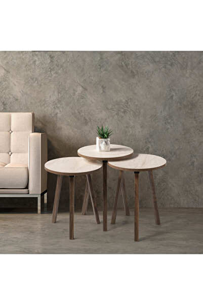 Generic مجموعة طاولات نيف الدائرية - مجموعة من 3 قطع