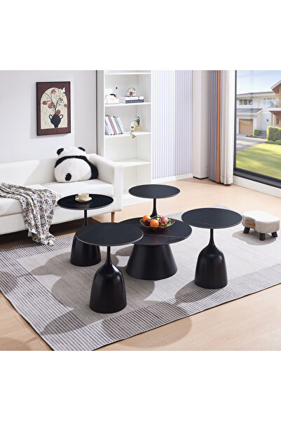 Home Box مجموعة طاولات قهوة من الحجر المتكلس من موفو-أوماها، مكونة من 5 قطع -...