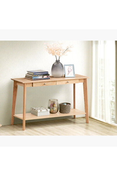 Home Box طاولة كونسول/أريكة جديدة بتصميم سكاندي مع درجتين - خشب البلوط الفاتح
