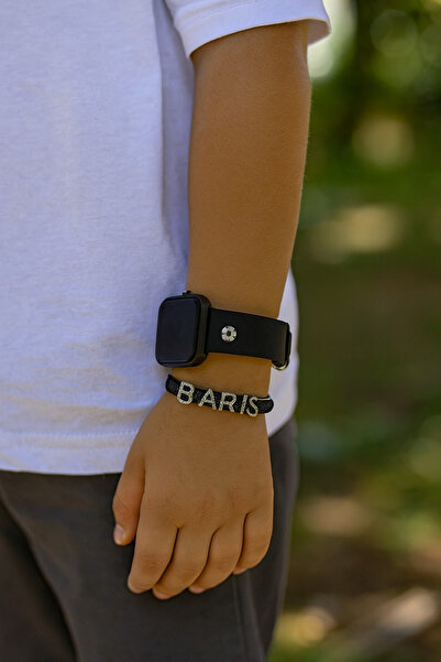 GTURK STORE Dijital Led Siyah Beyaz Taraftar Figürlü İsimlikli Çocuk Saati (A...