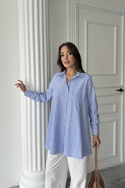 nedo7 Blue Striped Long Shirt