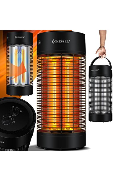KESSER Încălzitor electric cu infraroșu cu oscilație la 360° negru