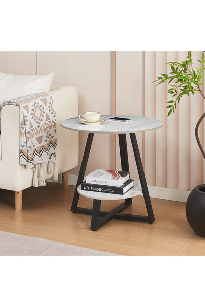 Generic طاولة مستديرة من الحجر المسحوق من موفو شيلي مع رف