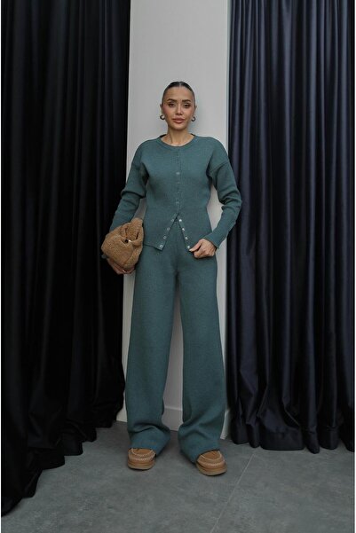 Havoş Petrol Green Waist Detailed Snap Fastener Knitwear Set