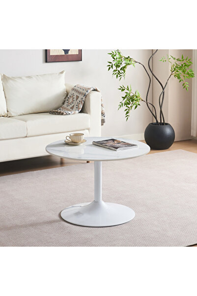 Generic طاولة قهوة مستديرة من الحجر المتكلس من إلفيس إن إكس تي