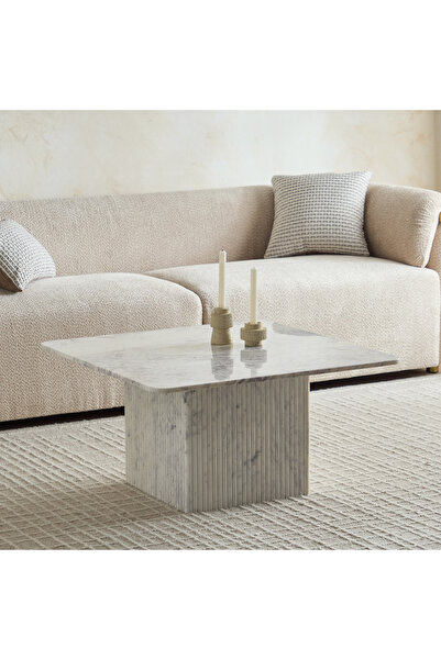 Home Box Pilsen Genuine Marble Top Coffee Table- White