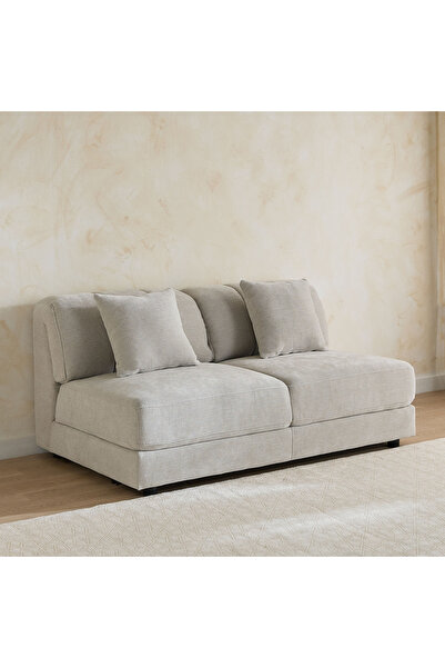Home Box P-Skive 2 Seater Fabric Armless Chair - Greige