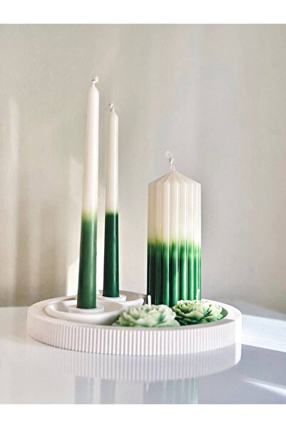 LOMOOR HOME Olive Harmony Dekor Seti | Kokulu El Yapımı Mum Seti | Yeşil Tonl...