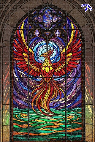 Teona Ahşap Muhteşem Anka Kuşu Vitray Sanatı Çift Katlı Çerçeveli Ahşap Puzzl...