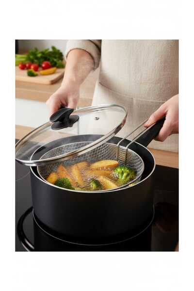 Generic 26cm multi-purpose cooking pot with frying basket and heat-resistant ...