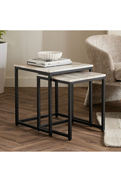 Generic Cavon Vista Genuine Marble Top Nest of Tables - Set of 2