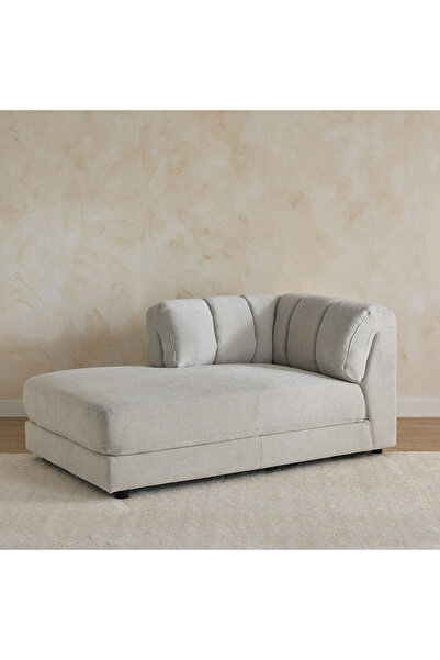 Home Box كرسي استرخاء بذراع يسار من قماش P-Skive - رمادي بيج