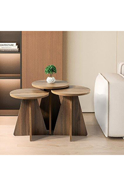 Generic مجموعة طاولات Gamora Stone Finish - مجموعة من 3 قطع