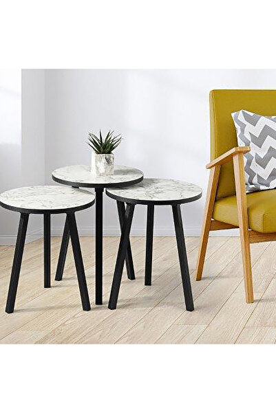 Generic مجموعة طاولات نيف الدائرية - مجموعة من 3 قطع