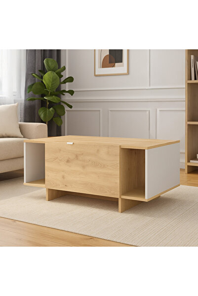 Home Box طاولة قهوة موفو-بيلينا - خشب البلوط الأبيض والطبيعي