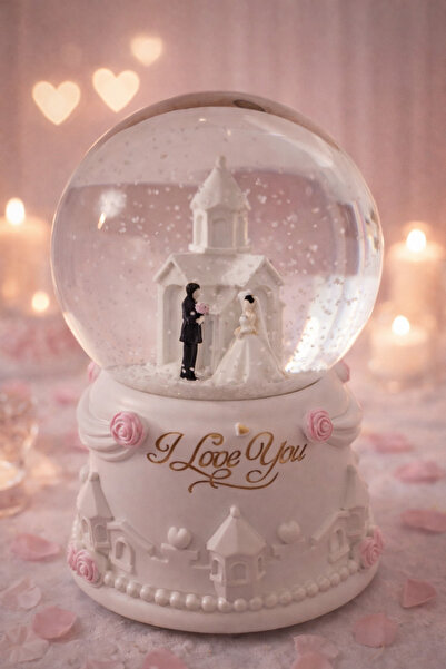 Müzikli Kar Küresi My Soft Life/ Gelin Damat Temalı Kar Küresi
