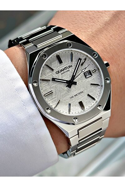 Quantum Silver Color Sapphire Glass Steel Band Steel Case Men's Wristwatch wi...