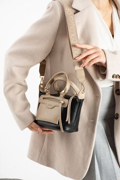 Mortanya Berlin Print Paneled Soft Leather Multi-Compartment Hand and Shoulde...