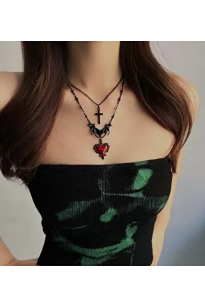 DÜKKAN DESİGN LOVE and DEEP SPACE İKİLİ GOTİK KOLYE