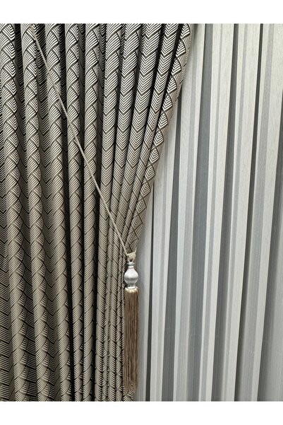 SEILL Panel Backdrop Curtain Satin Mink&Cream 1/3 Frequent Pleats (1 Panel)