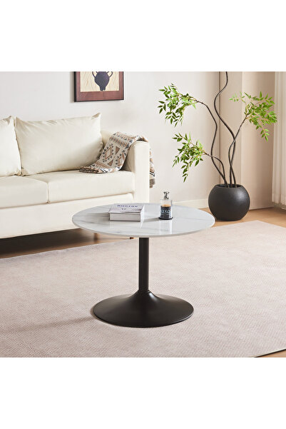 Generic طاولة قهوة مستديرة من الحجر المتكلس من إلفيس إن إكس تي