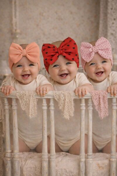 Arin Baby 3-Piece Baby Girl Stylish Hair Band with Bow/Baby Girl Bandana/Baby...