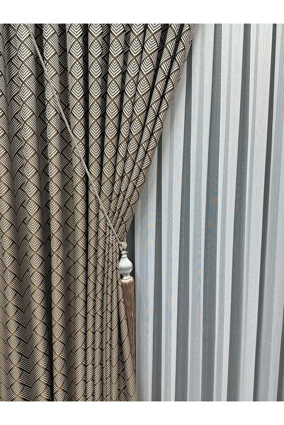 SEILL Panel Backdrop Curtain Satin Mink&Cream 1/3 Frequent Pleats (1 Panel)