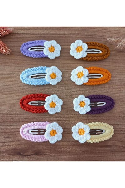 zanaatçı anne Amigurumi Knitting Thread Handmade 8-Piece Colorful Daisy Snap ...