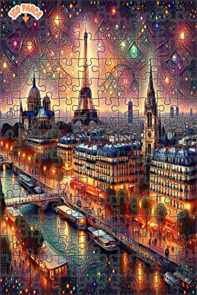 Teona Ahşap Paris Işıltılı Yağlı Boya Görünümlü Çift Katlı Çerçeveli Ahşap Pu...