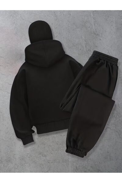 LAND MODA طقم سترة وبنطلون رياضي عصري للنساء مع غطاء رأس وسحاب نصفي