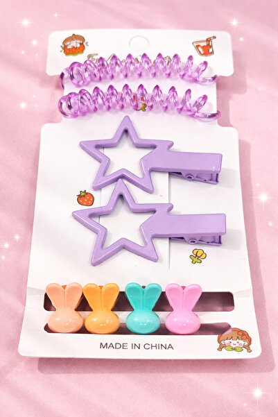 Renkli kids Girl's and Baby Girl's Star Model Buckle Set 8 Pieces