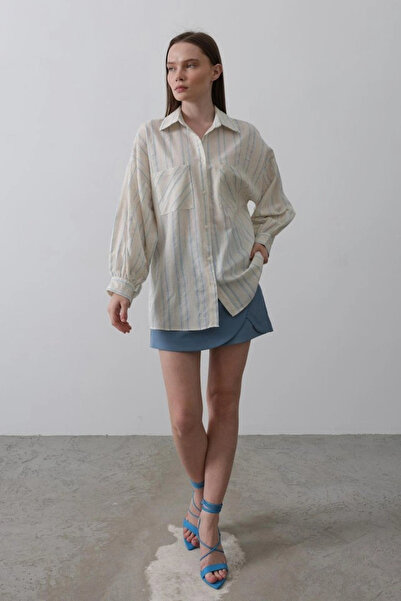 nedo7 Shirt - beige blue