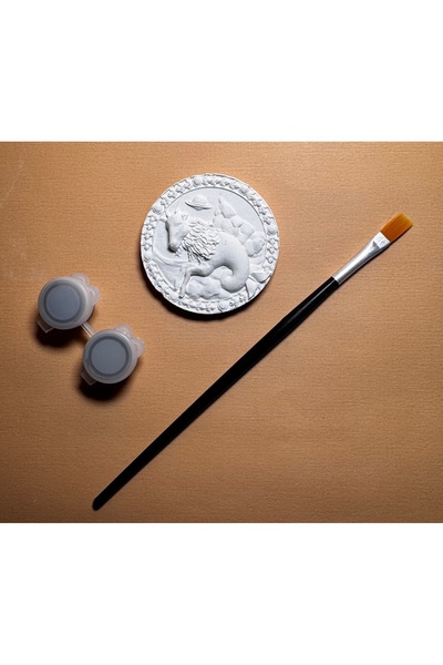 SİESPURE Oğlak Burcu Boyama Seti – Alçı Burç Figürü, Gri & Yaldızlı Gri Boya,...