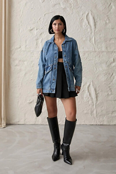 nedo7 Blue Jeans Jacket with Stones