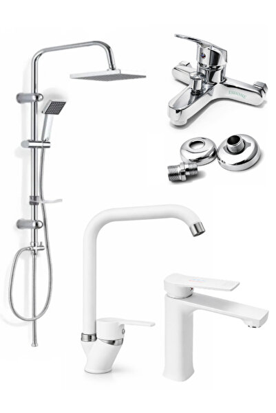 ESHOME Oscar 4'lü Full Set Banyo Bataryası - Lavabo Bataryası - Mutfak ve Rob...