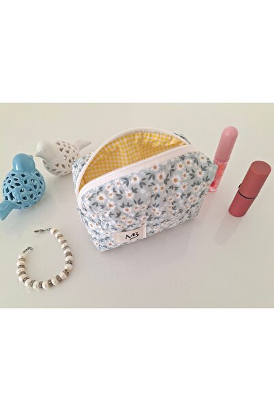 MB Water Green Daisy Patterned Makeup Bag - Pad Bag - Small Size