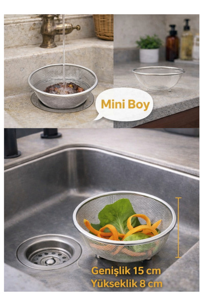 HZL HOME Paslanmaz Çelik Lavabo İçi Atık Süzgeci, Tıkanma Önleyici Mini Boy