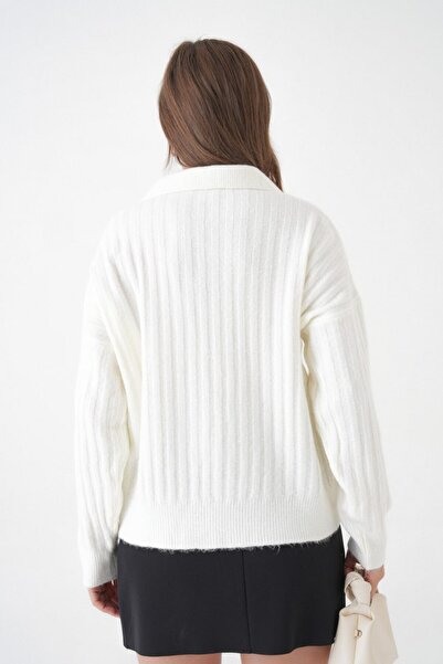 mysimy Soft Textured Polo Neck Knitwear Sweater