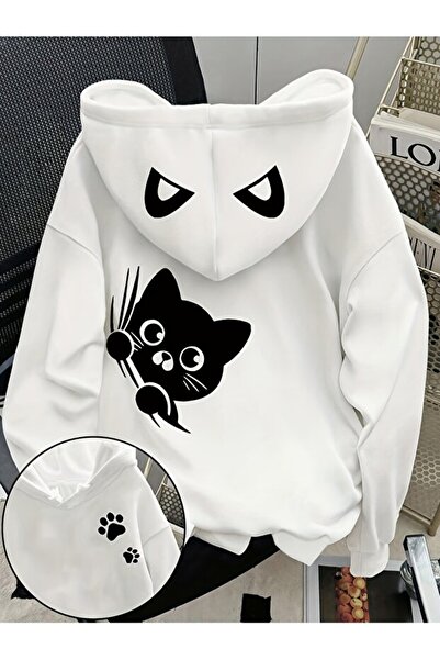 ROYAL FASHİON Kedi Pati desenli Kadınlar için Kapşonlu