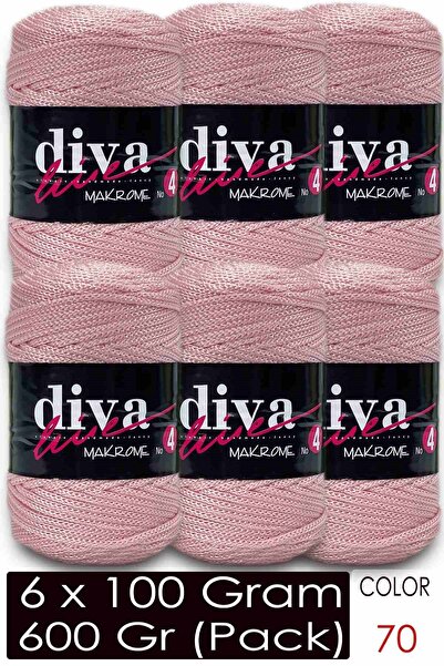 Diva İplik خيط مكرامية ديفا سميك (رقم: 4) 070 سلمون (عبوة من 6 قطع)