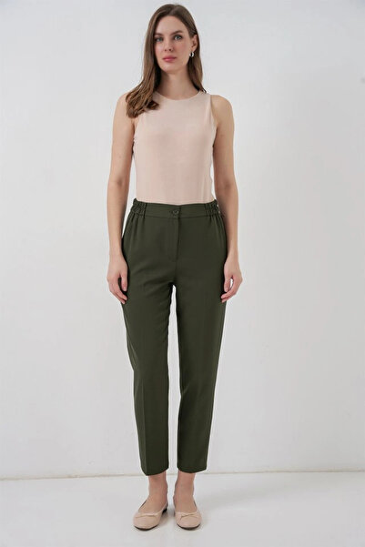 nedo7 Elastic waist fabric pants 30058 - khaki