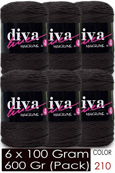 Diva İplik Diva Macrame Cord Thick (No:4) 210 Dark Brown (Pack of 6)