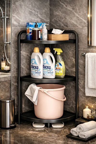 ALMUFARREJ 3-Layer Storage Rack Black 85 x 51 x 35cm