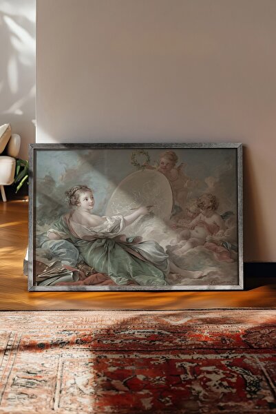 Postifull Tablou vintage, poster cu rama argintie, decor de perete vintage