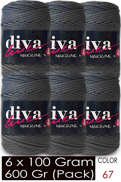 Diva İplik Diva Macrame Cord Thick (No:4) 67 Smoked (Pack of 6)