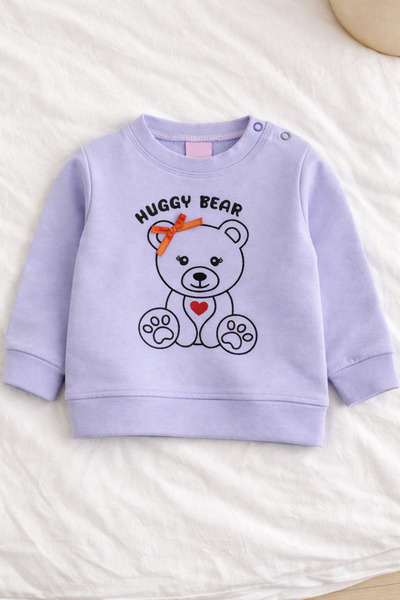 BABY SPORT Bebek Takım Ayıcık Baskılı Pamuklu Uzun Kollu 6-18 Aylık
