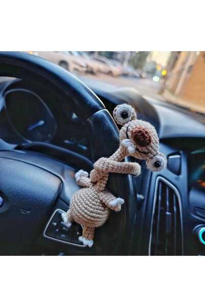 Masal Gurumi زينة عجلة القيادة على شكل ديناصور من العصر الجليدي / إكسسوار مرآ...